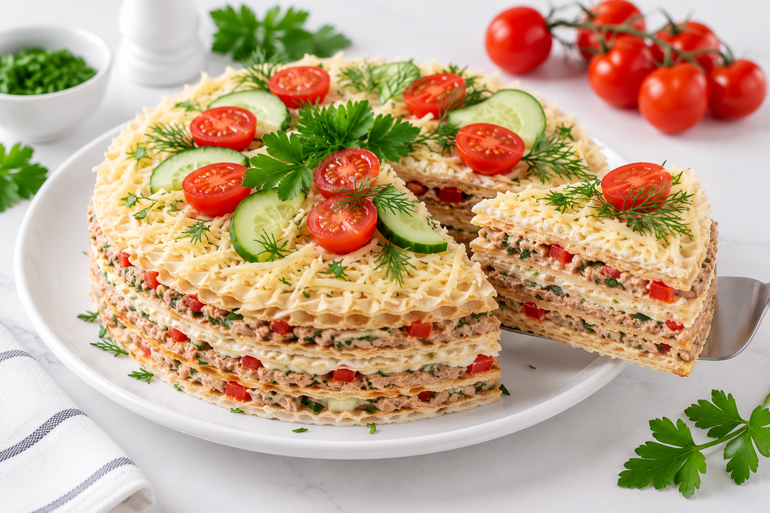 Закусочный торт с паштетом